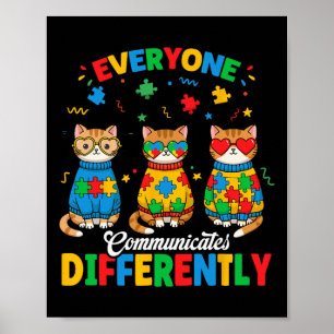 Poster Todos Comunicam Diferentemente Autismo Mês Awa