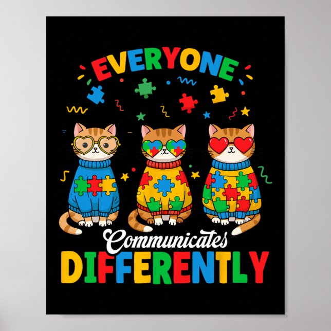 Poster Todos Comunicam Diferentemente Autismo Mês Awa (Frente)