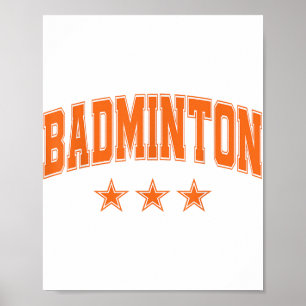 Poster Todos Estrelas Laranja Badminton Clic Retro Texto 