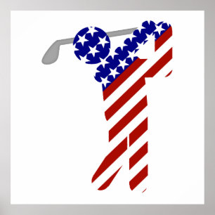 Póster Todos Golfistas Americanos - Golfe Mens