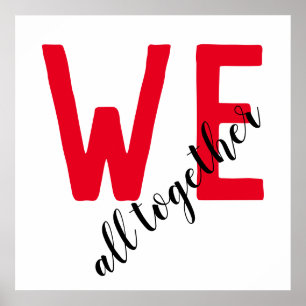 Poster Todos Juntos Trabalho em equipe Inspiração Motiv