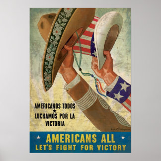 Póster Todos os Americanos Lutam Pela Vitória