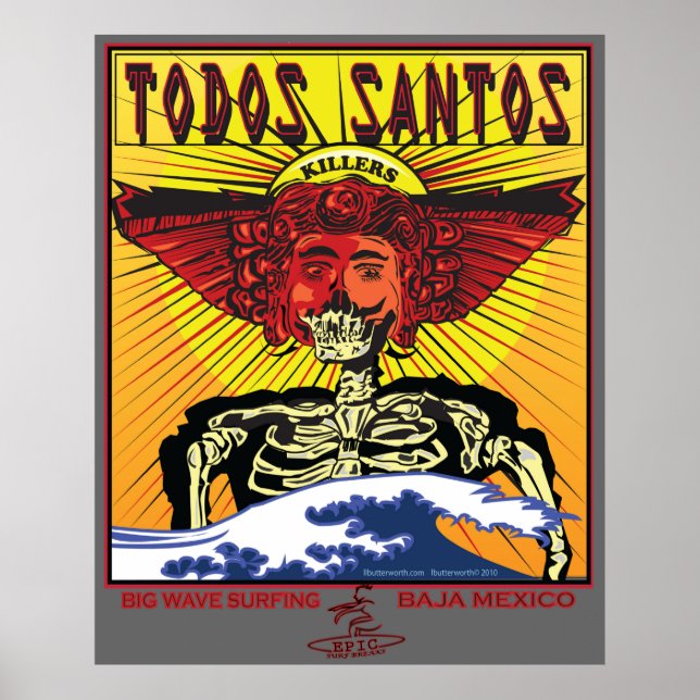 PÓSTER TODOS SANTOS BAJA MÉXICO SURFBREAK SURFFING (Frente)