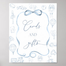 Poster Toile de Jouy Blue Nursery Cards e presentes