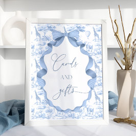 Poster Toile de Jouy Blue Safari Cartões e presentes