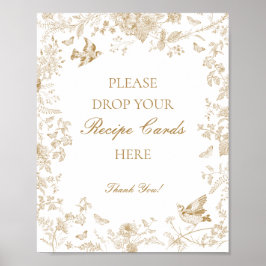Poster Toile De Jouy Floral Dourado Compartilha uma Brida