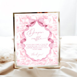 Poster Toile de Jouy Pink Safari Fralda Raffle