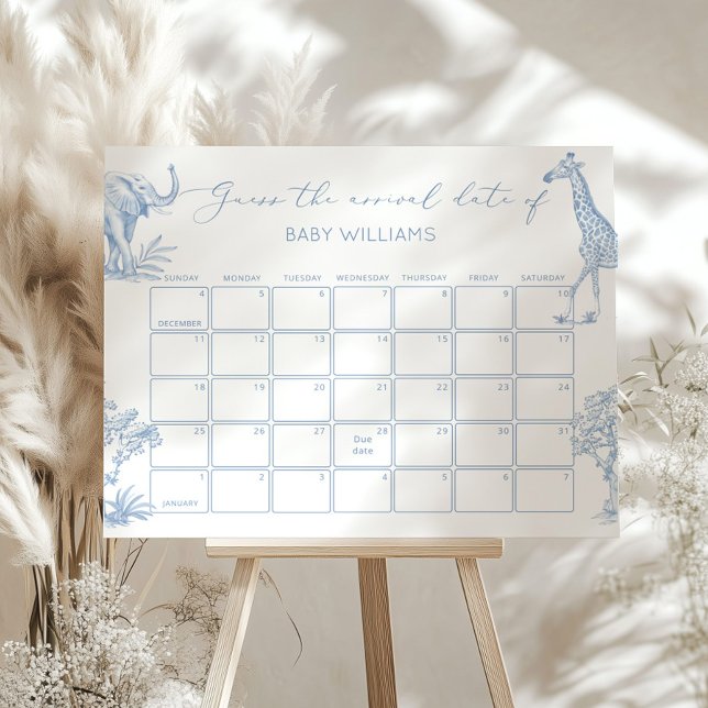 Poster Toile de Jouy Safari adivinha o calendário da data (Criador carregado)