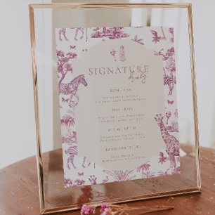 Poster Toile de Jouy Safari Fofa Bebida para Chá de Beb