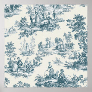 Poster Tóile de jouy sage verde elegante