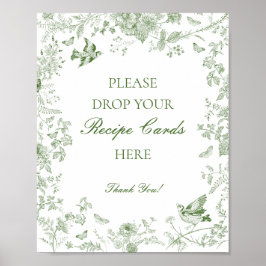 Poster Toile De Jouy Verde Floral Compartilhe uma Receita