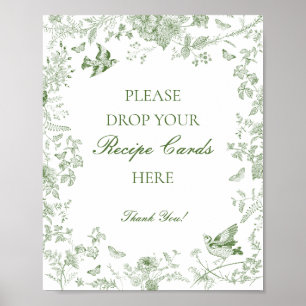 Poster Toile De Jouy Verde Floral Compartilhe uma Receita