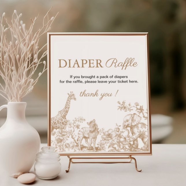 Poster Toile Safari Baby Shower Diaper Raffle Sign (Criador carregado)