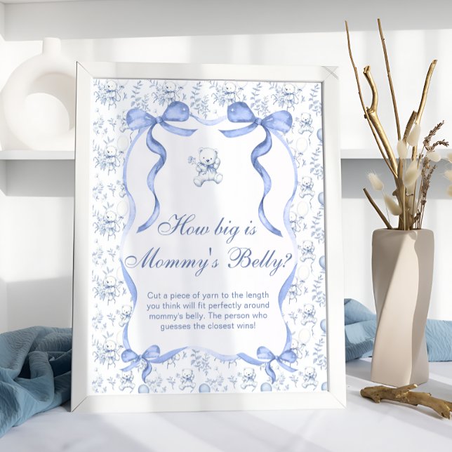 Poster Toile Teddy Bear Blue Quão grande é a barriga de M (Criador carregado)