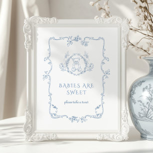 Poster Toile Vintage Os bebês são um doce ursinho