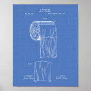 Poster Toilet Paper Roll 1891 Patent Art - Blueprint