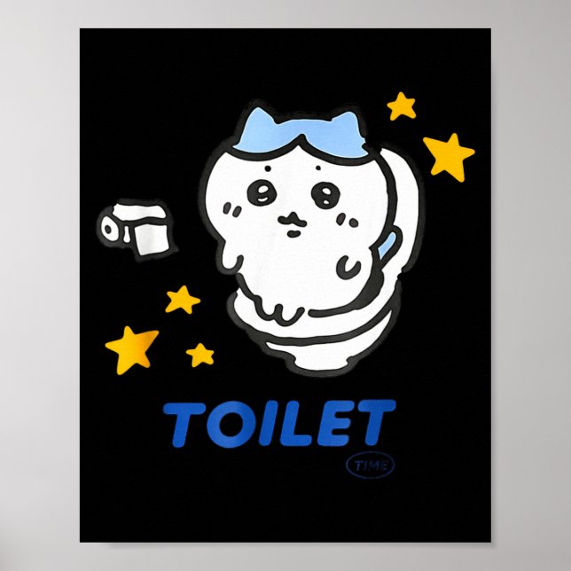 Poster Toilet Time Chikawa Meme Funny Tee  (Frente)