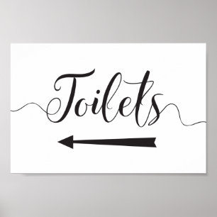 Poster Toilets Sinal de Direções para Casamentos Seta Esq