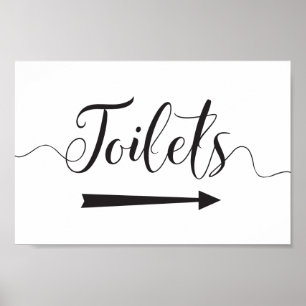 Poster Toilets Sinal Direções de Seta para a Direita