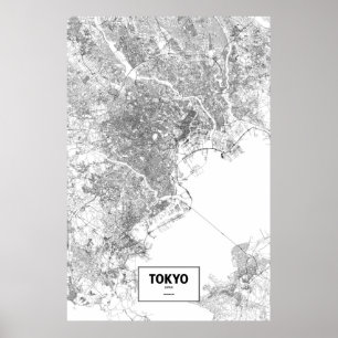 Póster Tokyo, Japão (preto no branco)