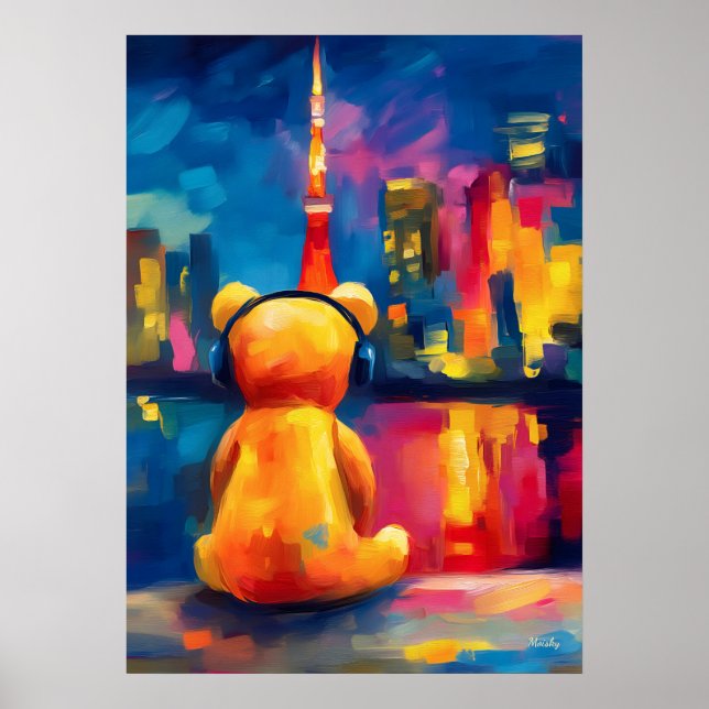 Poster Tokyo Teddy Neon Silhueta Noturna (Frente)