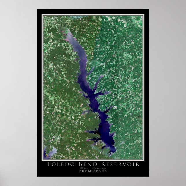Poster Toledo Bend Lake Texas - Mapa de Satélite da Louis (Frente)