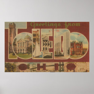 Poster Toledo, letra ScenesToledo de OhioLarge, OH