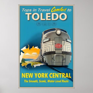 Poster Toledo Ohio New York Central Railroad Tops em