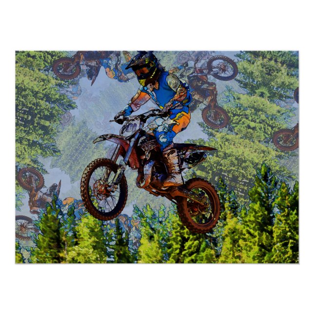 Póster Tolos De Bicicleta De Camisa- Motocross Racers (Frente)