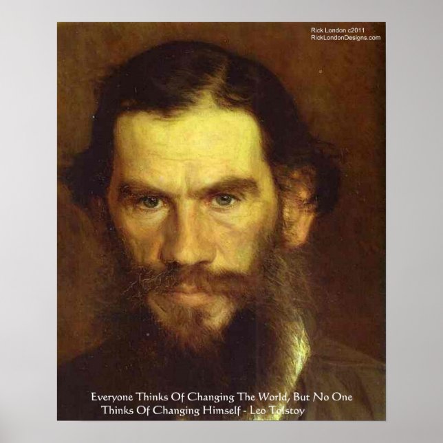 Poster Tolstoi "Mude a Si Mesmo" Citação de Sabedoria Pos (Frente)