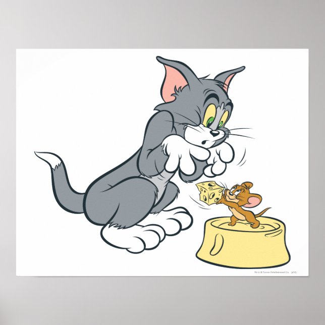 Poster Tom e Jerry alimentam o gato (Frente)