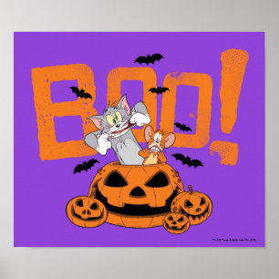 Poster Tom e Jerry Feliz Halloween Boo