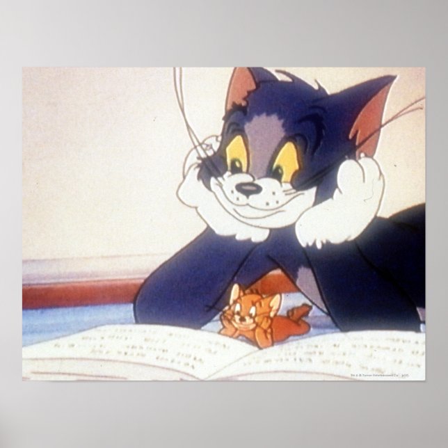 Póster Tom e Jerry leram um livro (Frente)