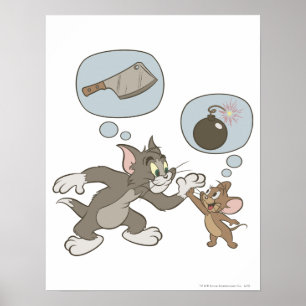Póster Tom e Jerry Mau Pensamentos