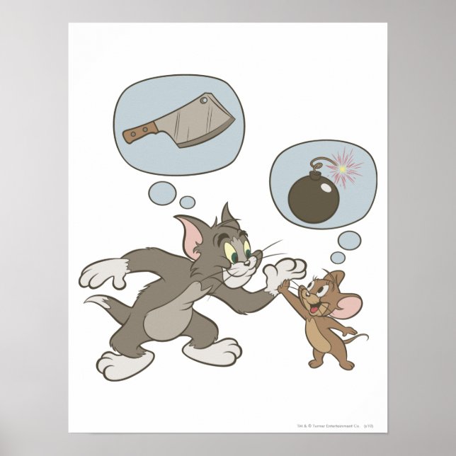 Póster Tom e Jerry Mau Pensamentos (Frente)
