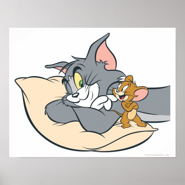 Póster Tom e Jerry no Travesseiro (Frente)