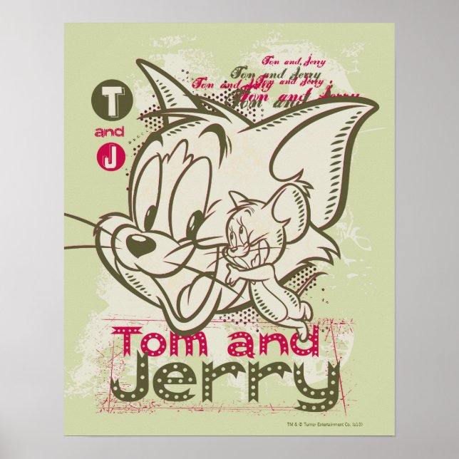 Poster Tom e Jerry Rosa e Verde (Frente)