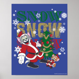 Poster Tom e Jerry Santas Pela Árvore