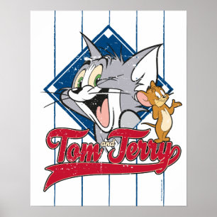 Póster Tom e Jerry Tom e Jerry no diamante de basebol