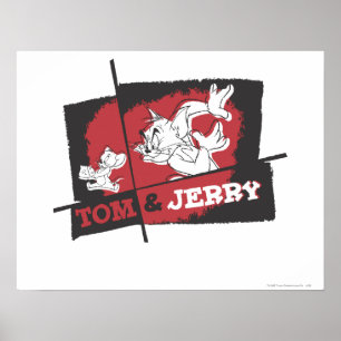Póster Tom e Jerry vermelhos e pretos