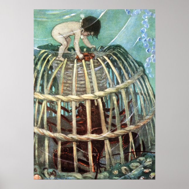 Póster Tom e Lagosta por Jessie Willcox Smith (Frente)