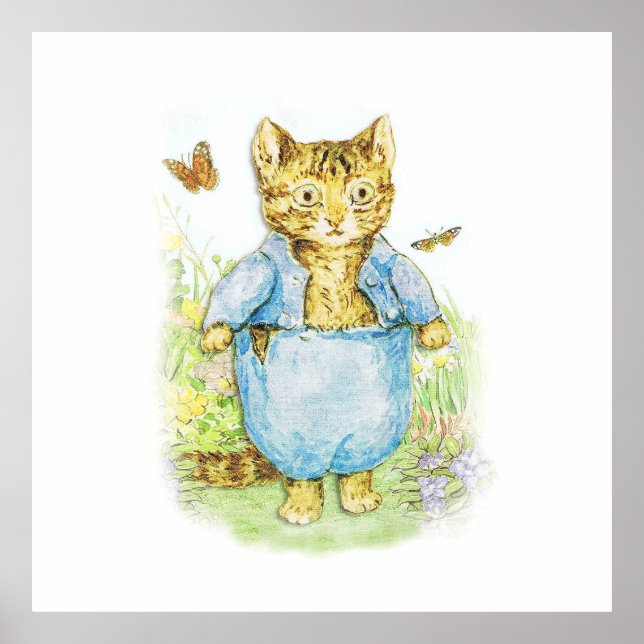 Poster Tom Kitten em seu terno azul por Beatrix Potter (Frente)