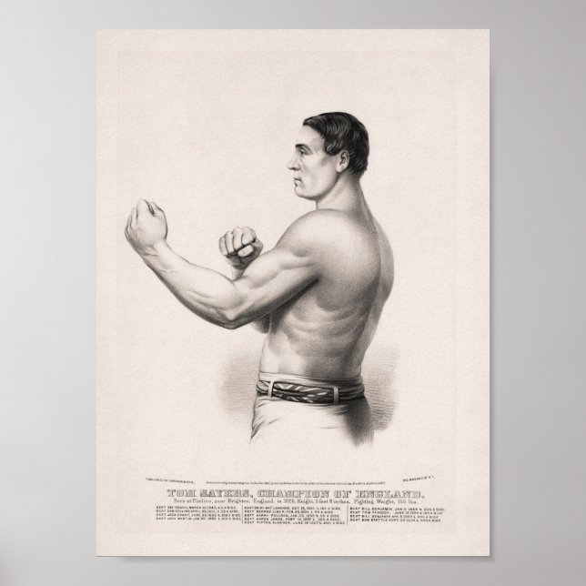Poster Tom Sayers - campeão inglês Bare-Knuckle (Frente)