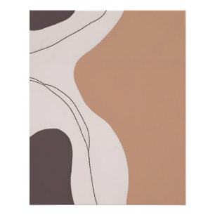 Póster Tom Terra Caloroso Abstrato com Linhas Orgânicas