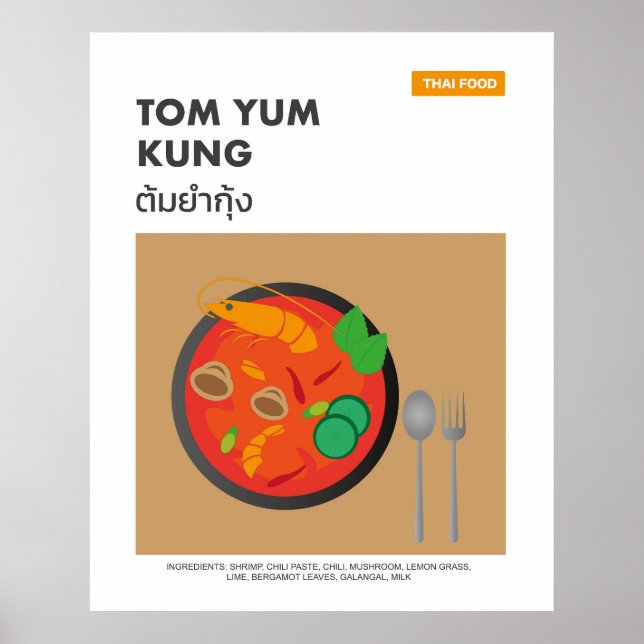 Poster Tom Yum Kung, Comida-Arte Picante Tailandês (Frente)