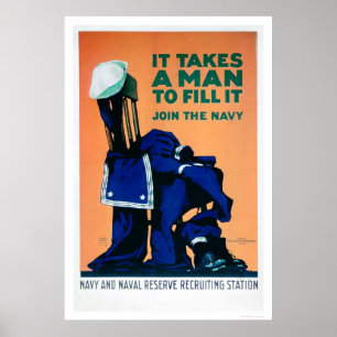 Poster Toma um homem para encher um uniforme - marinho