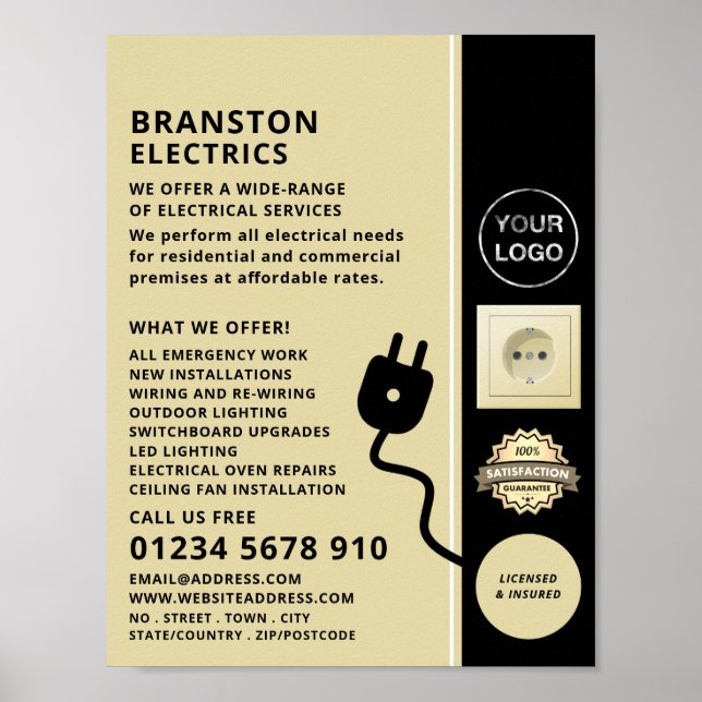 Poster Tomada e tomada de alimentação de dois pinos, anún (Frente)