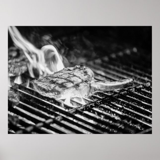 Poster Tomahawk Grilled Steak sobre o grill de CHURRASCO (Frente)