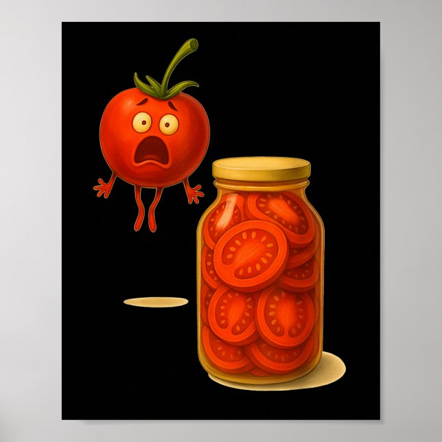 Poster Tomate Engraçado Surpreende Um Jar De Tomates Fati (Frente)