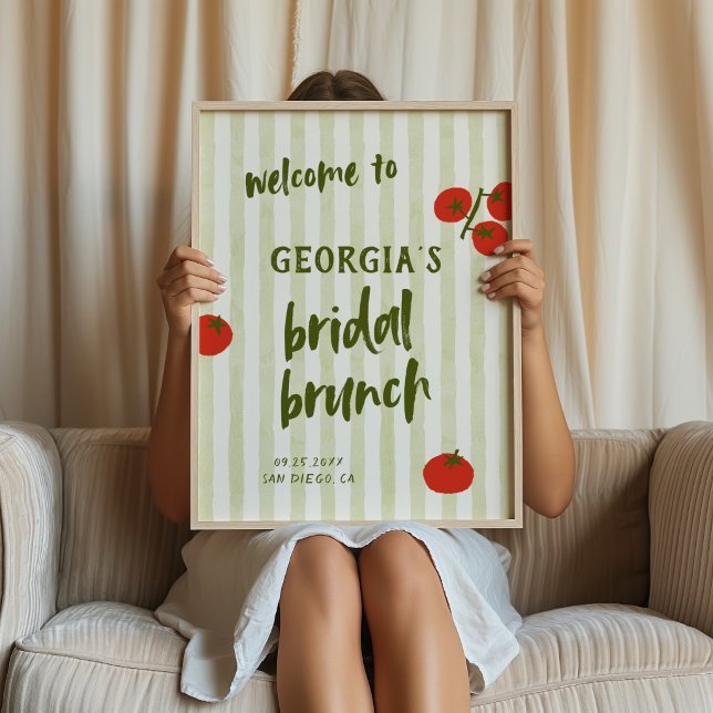 Poster Tomate Listras Verdes Bridal Brunch Boas-Vindas (Criador carregado)